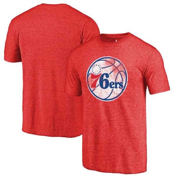 Philadelphia 76ers Red Distressed Logo Fanatics Branded Tri-Blend T-Shirt,We sell and wholesale Philadelphia 76ers Red Distressed Logo Fanatics Branded Tri-Blend T-Shirt on line form chian!